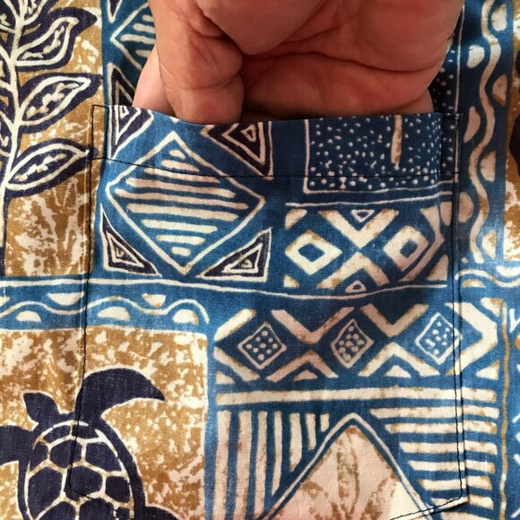 Blue Hawaii Hawaiian Shirt Men XL Blue Turtle Button Up Pocket Short Sleeve - Picture 11 of 11
